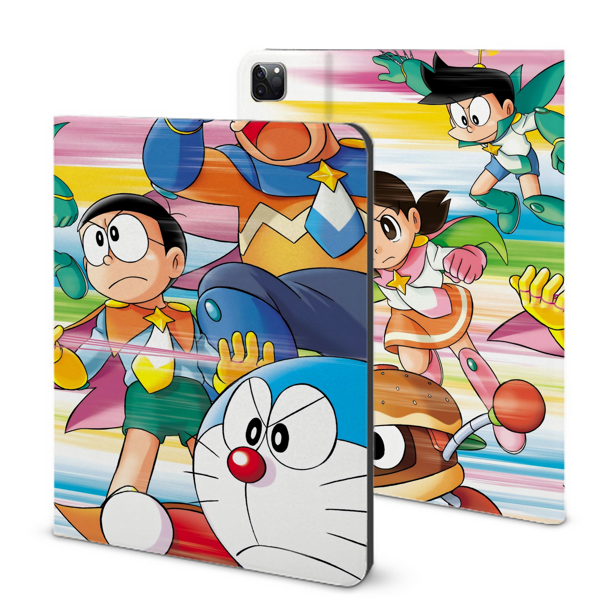 （画像用） ドラえもん Doraemon IPad ケース ブック型 PUレザー TPU 耐衝撃 軽量 薄型 ペン収納なし 全面保護 IPad 各モデル対応